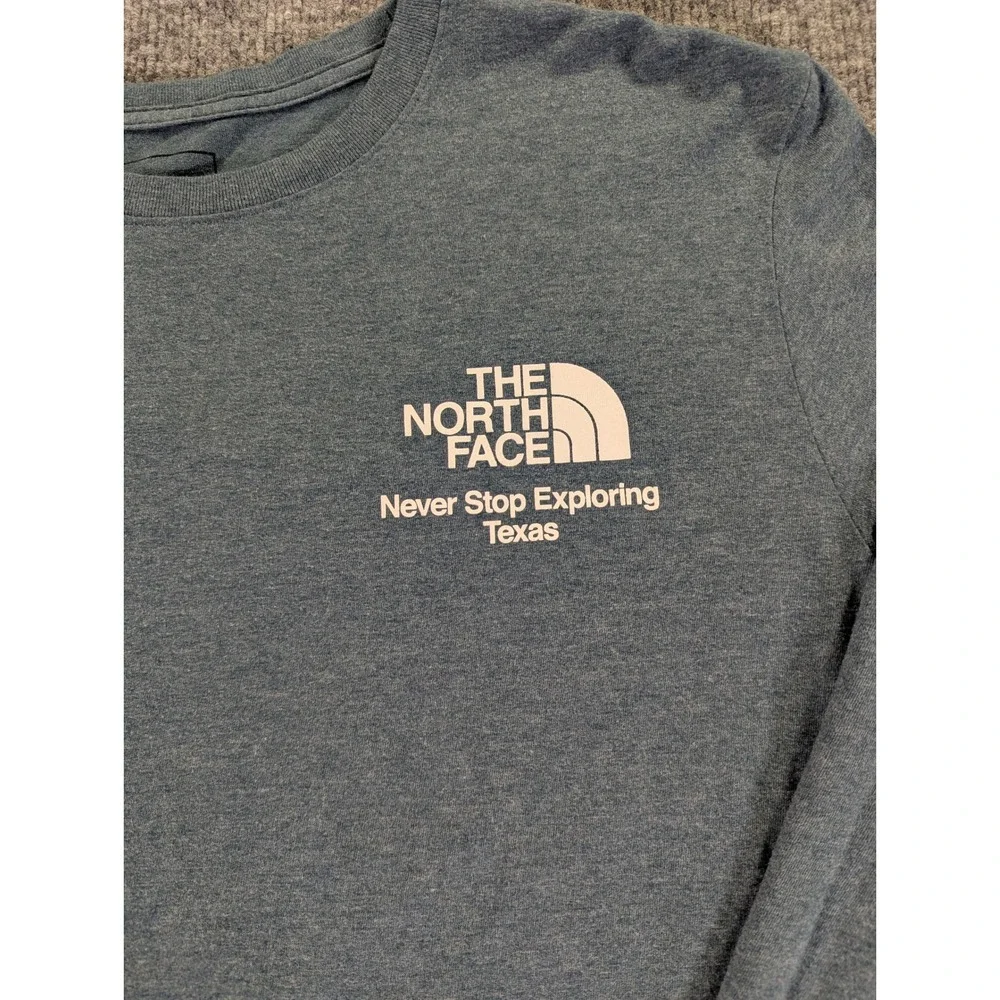 The North Face Mens Texas Graphic Long Sleeve T-Shirt Blue Heather Medium